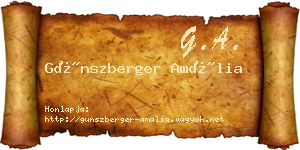Günszberger Amália névjegykártya
